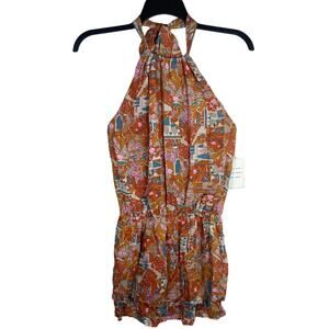 Josh Brody Abstract Print Silk Halter Top Women's Medium Artsy Multicolor NWT‎